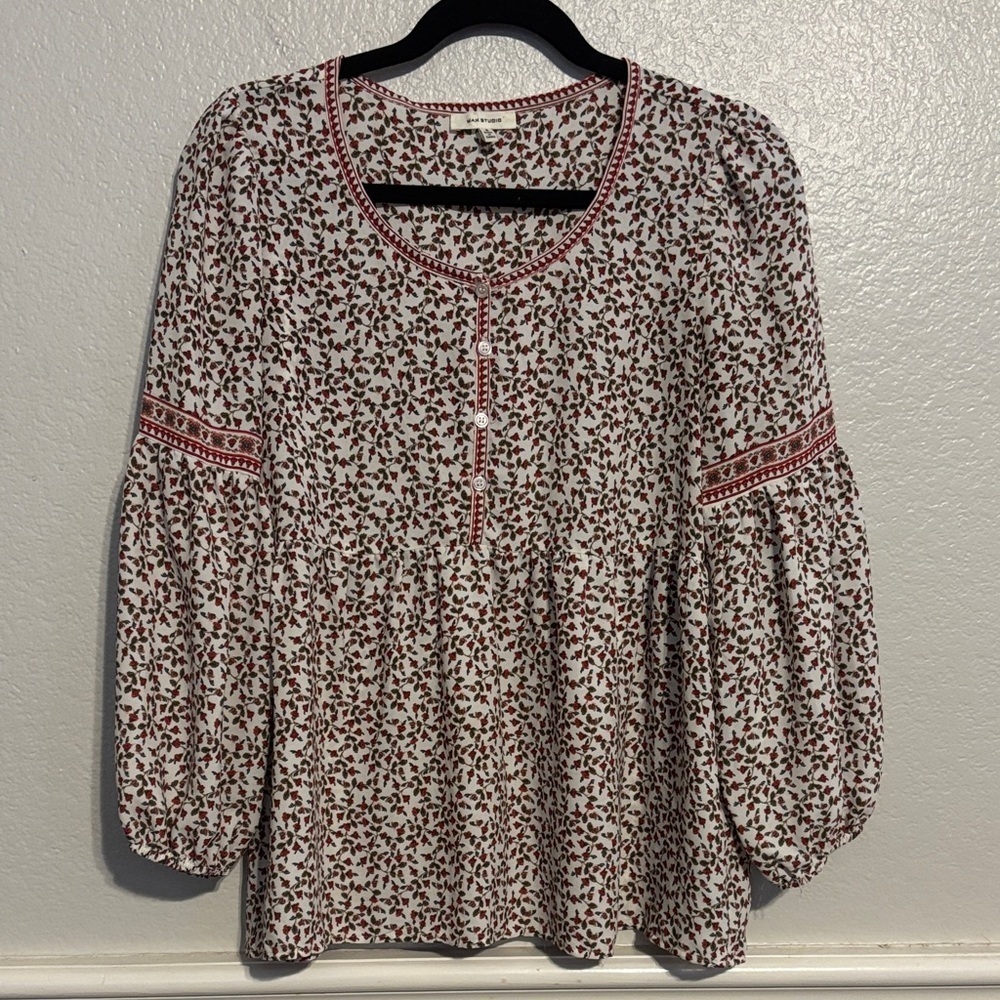 Max Studio Cream Floral Blouse